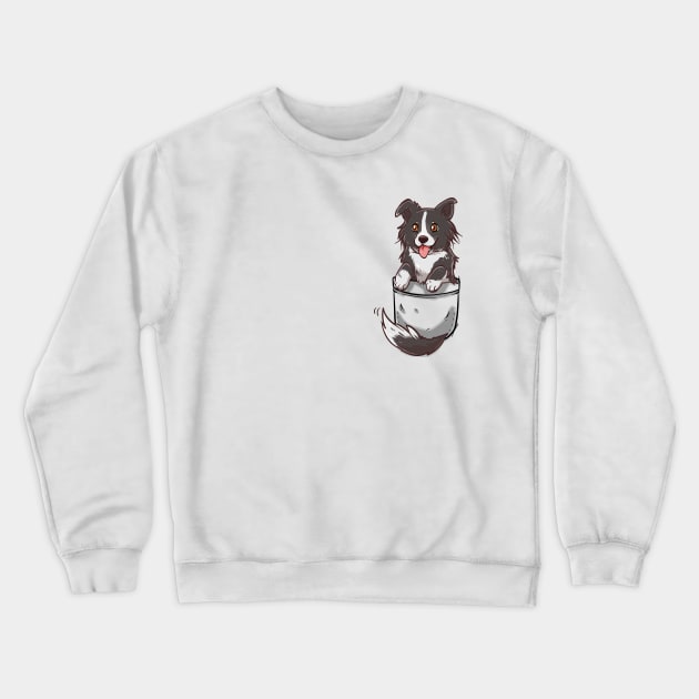 Pocket Cute Border Collie Dog T-Shirt Crewneck Sweatshirt by TechraPockets